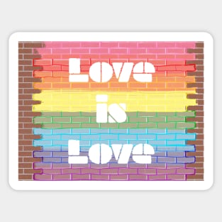 Pride Flag Brick Wall Design Pastel Love is Love Sticker